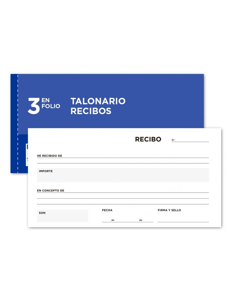 Talonario liderpapel recibos 3fº apaisado original y 2 copias sin matriz