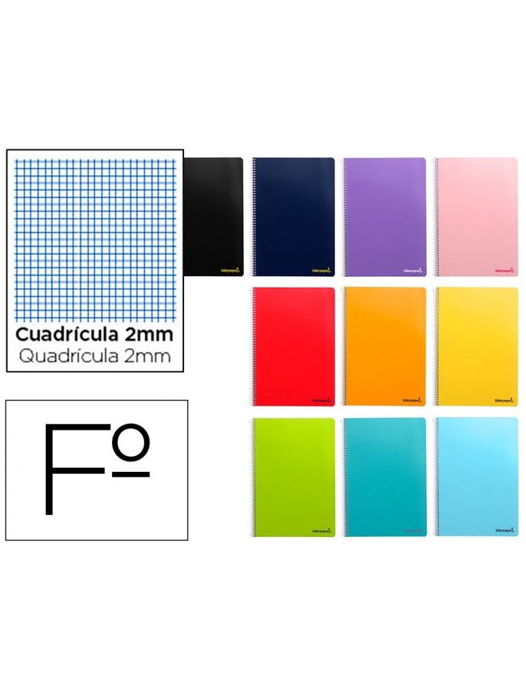 Cuaderno espiral liderpapel folio smart tapa blanda 80h 60gr milimetrado 2mm colores surtidos