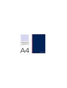 Cuaderno espiral liderpapel a4 micro jolly tapa forrada 140h 75 gr cuadro 5mm 5 bandas 4 taladros color azul