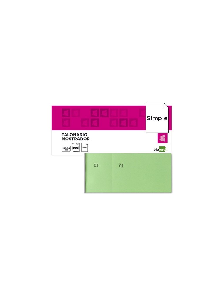 Talonario liderpapel mostrador 60x145 mm tl06 verde con matriz