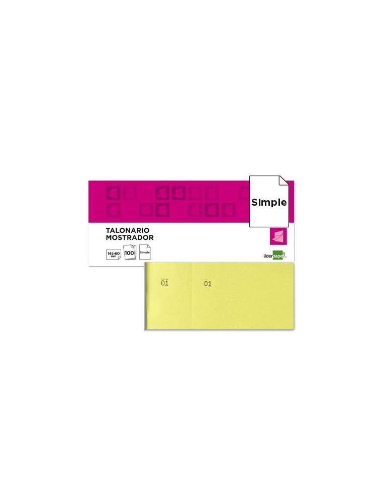 Talonario liderpapel mostrador 60x145 mm tl01 amarillo con matriz