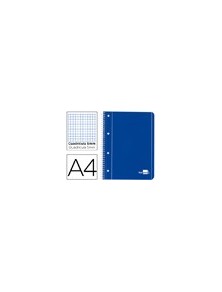 Cuaderno espiral liderpapel a4 micro serie azul tapa blanda 80h 80 gr cuadro5mm con margen 4 taladros azul