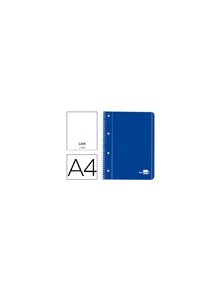 Cuaderno espiral liderpapel a4 micro serie azul tapa blanda 80h 75 gr liso con margen 4 taladros azul