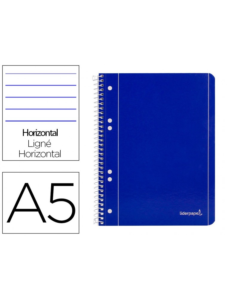 Cuaderno espiral liderpapel a5 micro serie azul tapa blanda 80h 75 gr horizontal 6 taladros azul