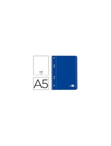 Cuaderno espiral liderpapel a5 micro serie azul tapa blanda 80h 75 gr liso 6taladros azul