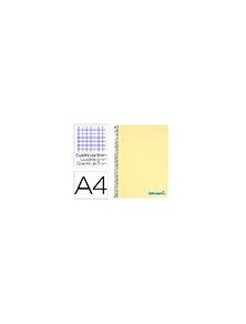 Cuaderno espiral liderpapel a4 micro wonder tapa plastico 120h 90 gr cuadro 5 mm 5 banda4 taladros color amarillo