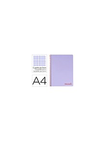 Cuaderno espiral liderpapel a4 micro wonder tapa plastico 120h 90 gr cuadro 5 mm 5 banda4 taladros color lila