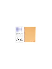 Cuaderno espiral liderpapel a4 micro wonder tapa plastico 120h 90 gr cuadro 5 mm 5 banda4 taladros color naranja