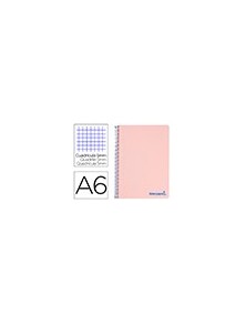 Cuaderno espiral liderpapel a6 micro wonder tapa plastico 120h 90 gr cuadro 5mm 4 bandas color rosa