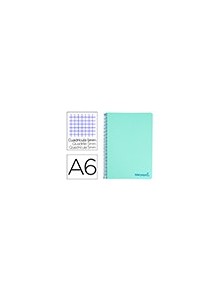 Cuaderno espiral liderpapel a6 micro wonder tapa plastico 120h 90 gr cuadro 5mm 4 bandas color verde