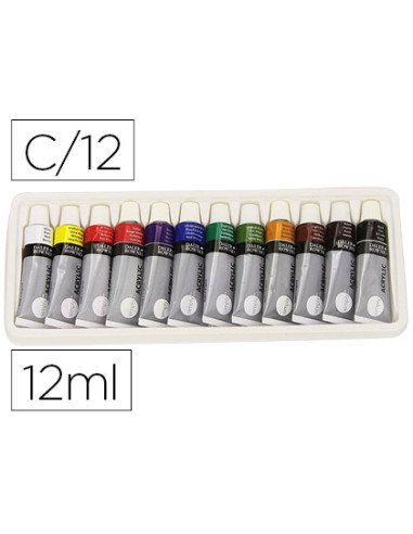 Pintura acrilica daler rowney simply caja de 12 colores surtidos tubo de 12 ml