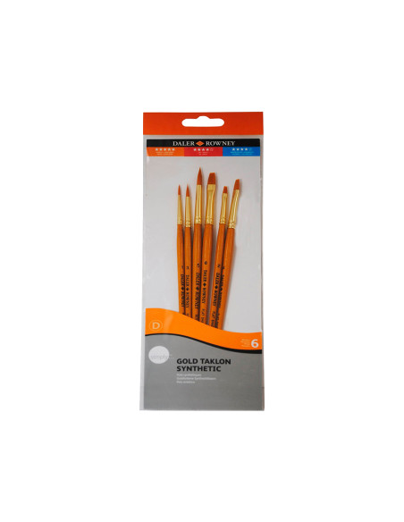 Pinceles daler rowney simply art sintentico mango corto dorado blister de 6 unidades