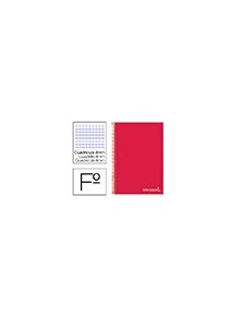 Cuaderno espiral liderpapel folio witty tapa dura 80h 75gr cuadro 4mm con margen color rojo