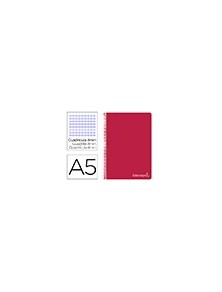 Cuaderno espiral liderpapel cuarto witty tapa dura 80h 75gr cuadro 4mm con margen color rojo