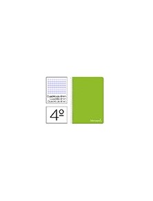 Cuaderno espiral liderpapel cuarto witty tapa dura 80h 75gr cuadro 4mm con margen color verde