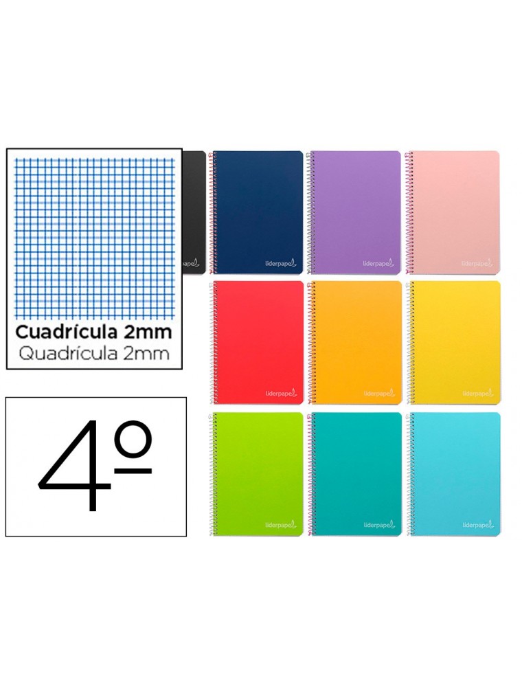 Cuaderno espiral liderpapel cuarto witty tapa dura 80h 75gr milimetrado 2mm colores surtidos