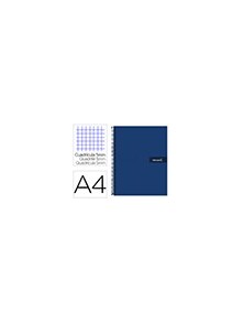 Cuaderno espiral liderpapel a4 micro crafty tapa forrada 120h 90 gr cuadro 5 mm 5 bandas 4 colores color azul