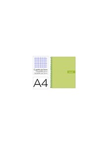 Cuaderno espiral liderpapel a4 micro crafty tapa forrada 120h 90 gr cuadro 5 mm 5 bandas 4 colores color verde