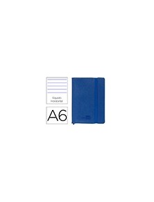 Libreta liderpapel simil piel a6 120 hojas 70gm2 horizontal sin margen azul