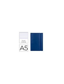 Libreta liderpapel simil piel a5 120 hojas 70gm2 horizontal sin margen azul