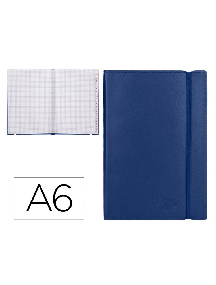 Libreta indice liderpapel similpiel a6 120 hojas 70gm2 color azul