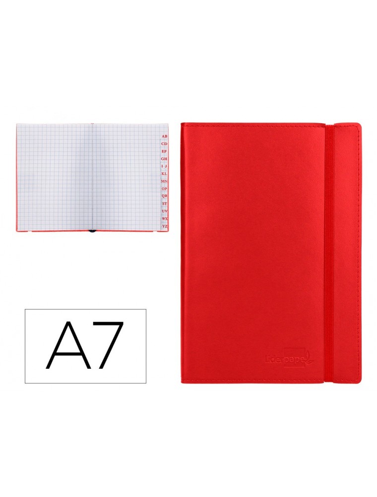 Libreta indice liderpapel similpiel a7 120 hojas 70gm2 color rojo