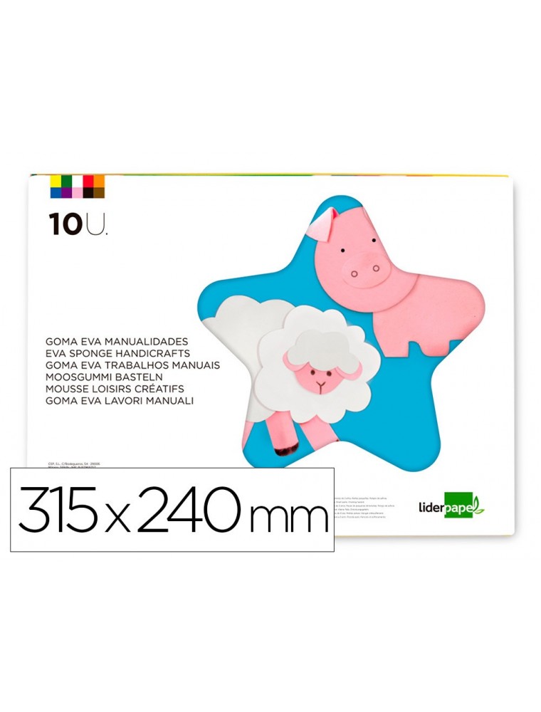 Bloc trabajos manuales liderpapel goma eva 240x315mm 10 hojas colores surtidos