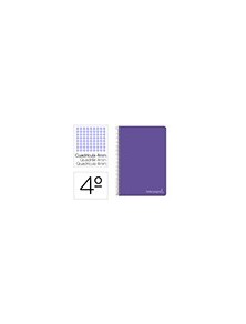 Cuaderno espiral liderpapel cuarto witty tapa dura 80h 75gr cuadro 4mm con margen color violeta