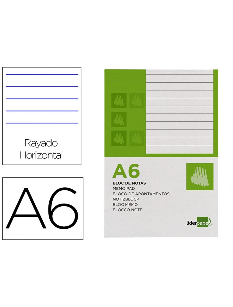 Bloc notas liderpapel horizontal a6 80 hojas 60gm2 perforado