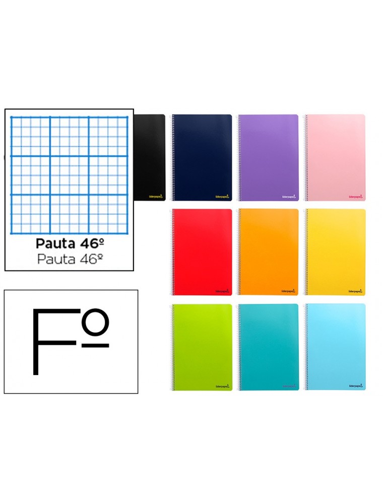 Cuaderno espiral liderpapel folio smart tapa blanda 80h 60gr rayado n 46 colores surtidos