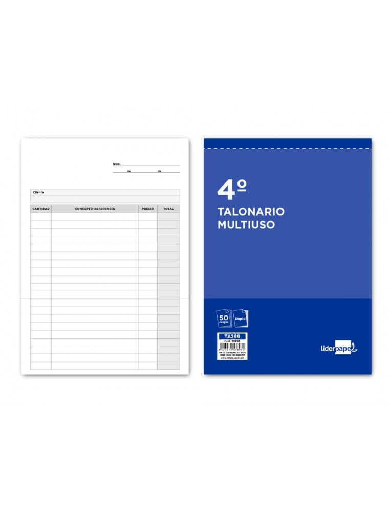 Talonario liderpapel multiusos cuarto original y copia t299