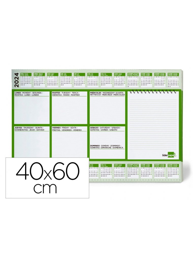 Planning sobremesa semanal liderpapel 40x60 cm 80 gr 60 hojas 2023-2024