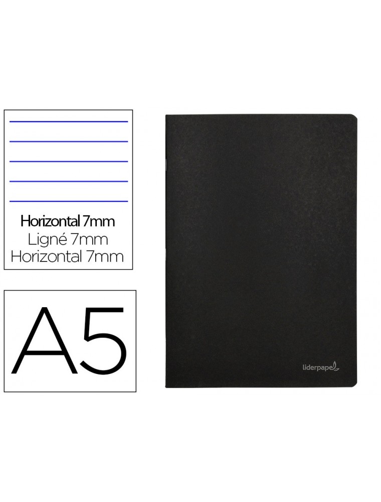 Libreta liderpapel tapa negra a5 80 hojas 60gm2 horizontal con doble margen