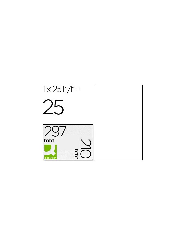 Etiqueta adhesiva q-connect kf00228 -tamaño din a4 -para ink-jet -transparente -caja con 25 hojas din-a4