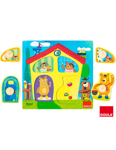 Juego goula didactico puzle casa familia osos