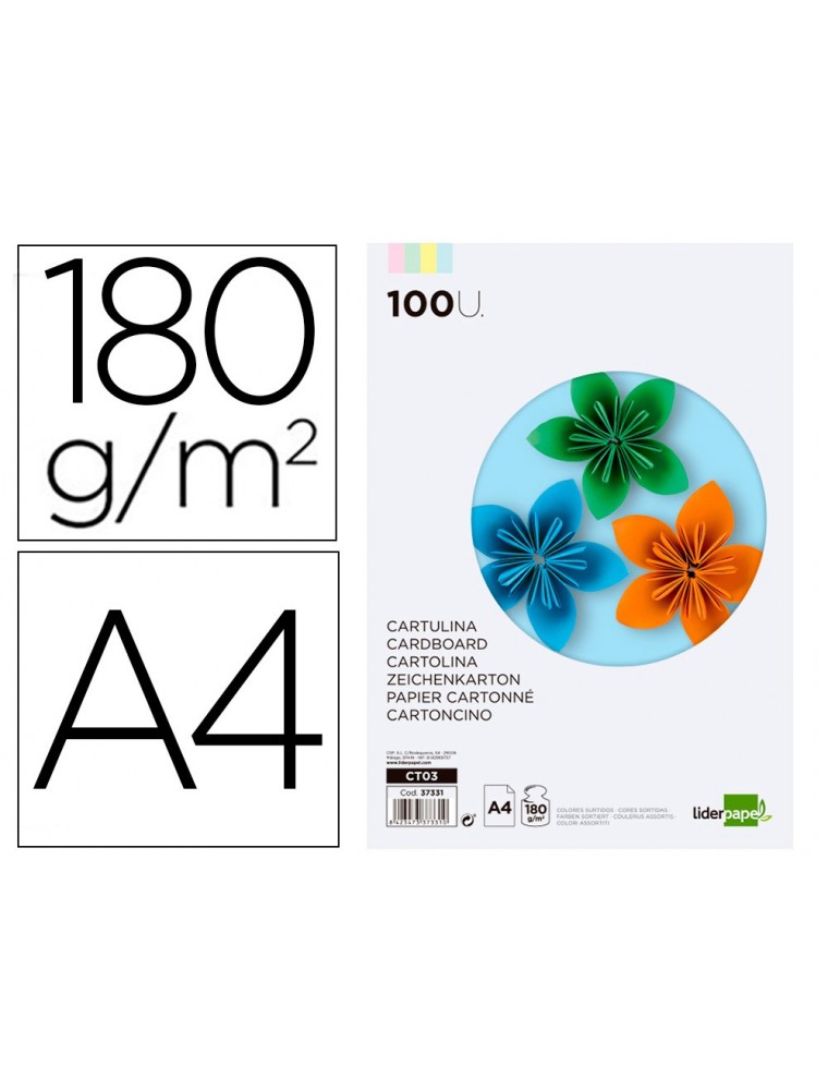 Cartolina 180 gm². DIN A4. colors assortits