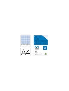 Recambio liderpapel a4 100 hojas 100gm2 cuadro 2mm con margen 4 taladros