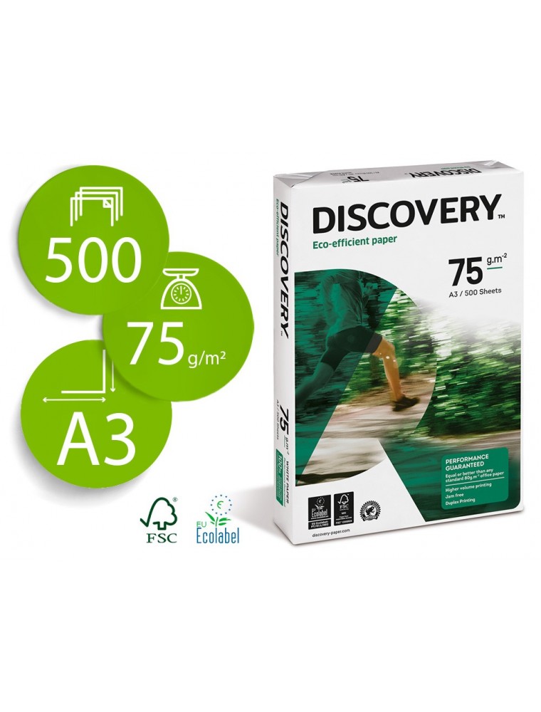 Papel fotocopiadora discovery din a3 75 grs. papel multiuso ink-jet y laserpaquete de 500 hojas