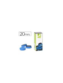 Imanes para sujecion q-connect ideal para pizarras magneticas20 mm azul -caja de 10 imanes