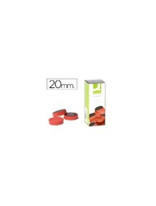 Imanes para sujecion q-connect ideal para pizarras magneticas20 mm rojo -caja de 10 imanes