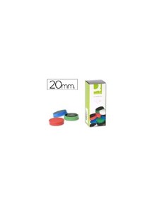 Imanes para sujecion q-connect ideal para pizarras magneticas20 mm colores surtidos -caja de 10 imanes