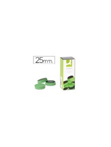 Imanes para sujecion q-connect ideal para pizarras magneticas25 mm verde -caja de 10 imanes