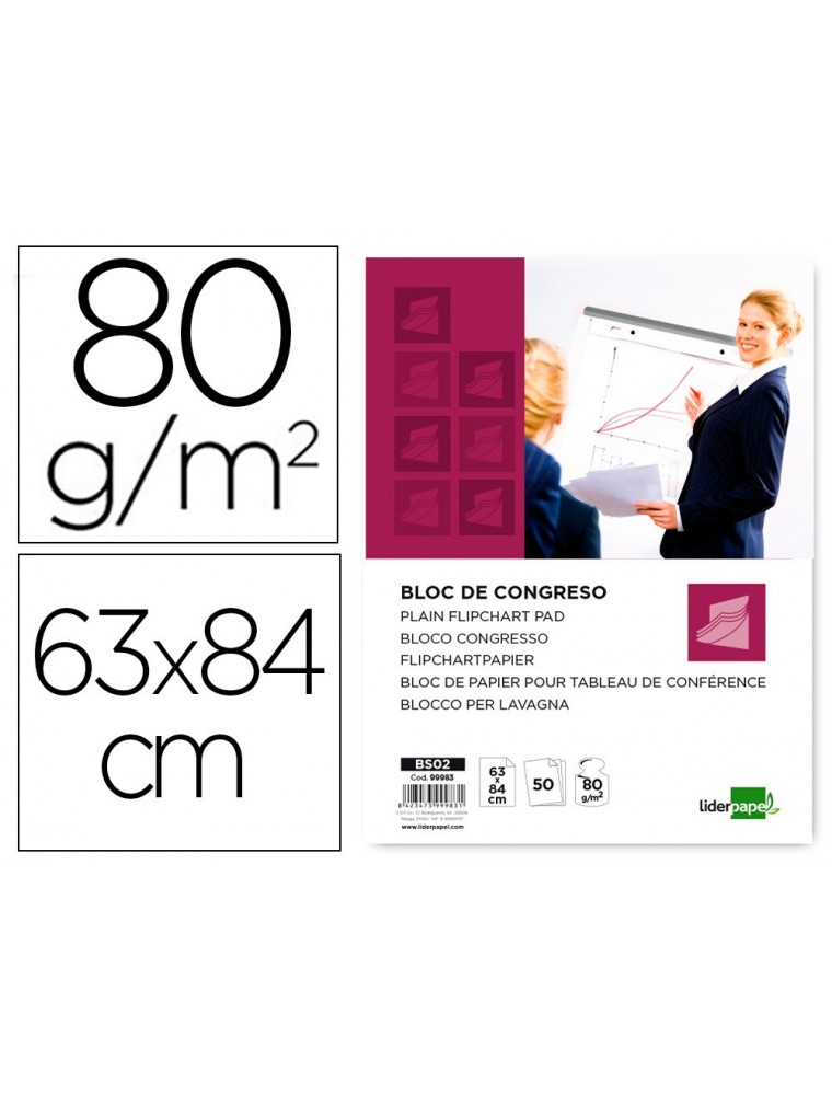 Bloc congreso liderpapel liso 63x84 cm 50 hojas 80gm2