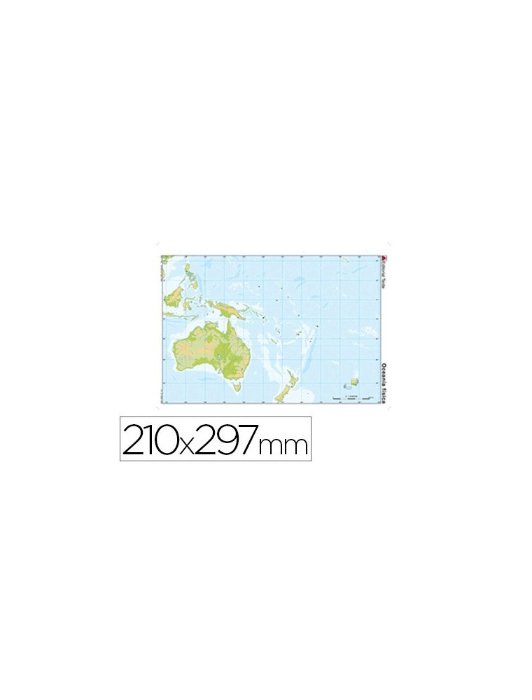 Mapa mudo color din a4 oceania fisico