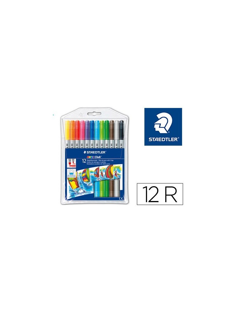 Rotulador staedtler noris club doble punta caja de 12 unidades colores surtidos