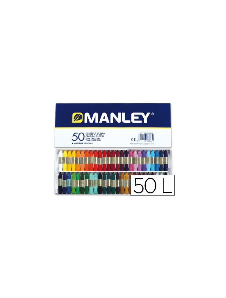 Lapices cera manley caja de 50 colores surtidos