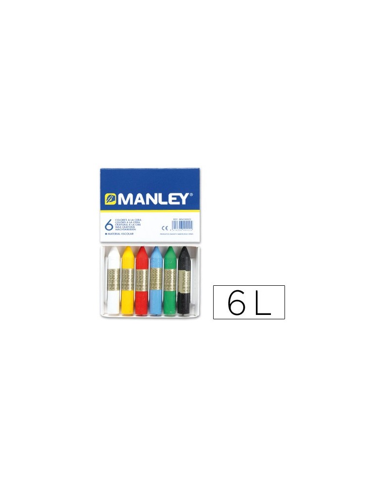 Lapices cera manley caja de 6 colores surtidos