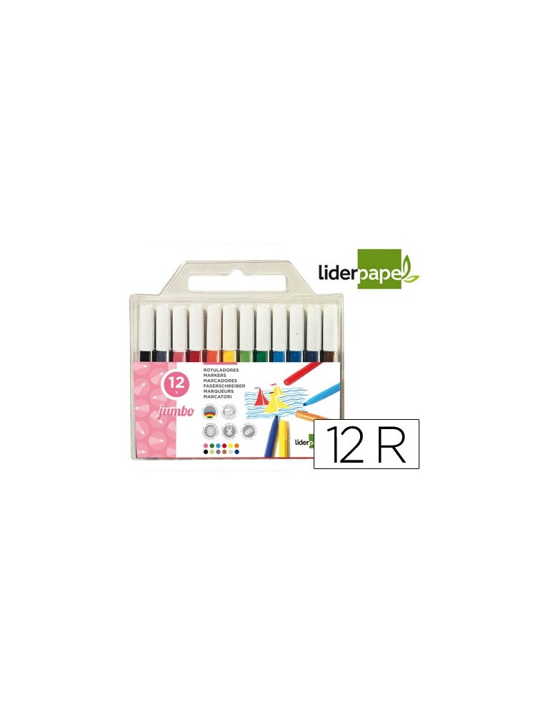 Rotulador liderpapel jumbo bolsa 12 unidades colores surtidos