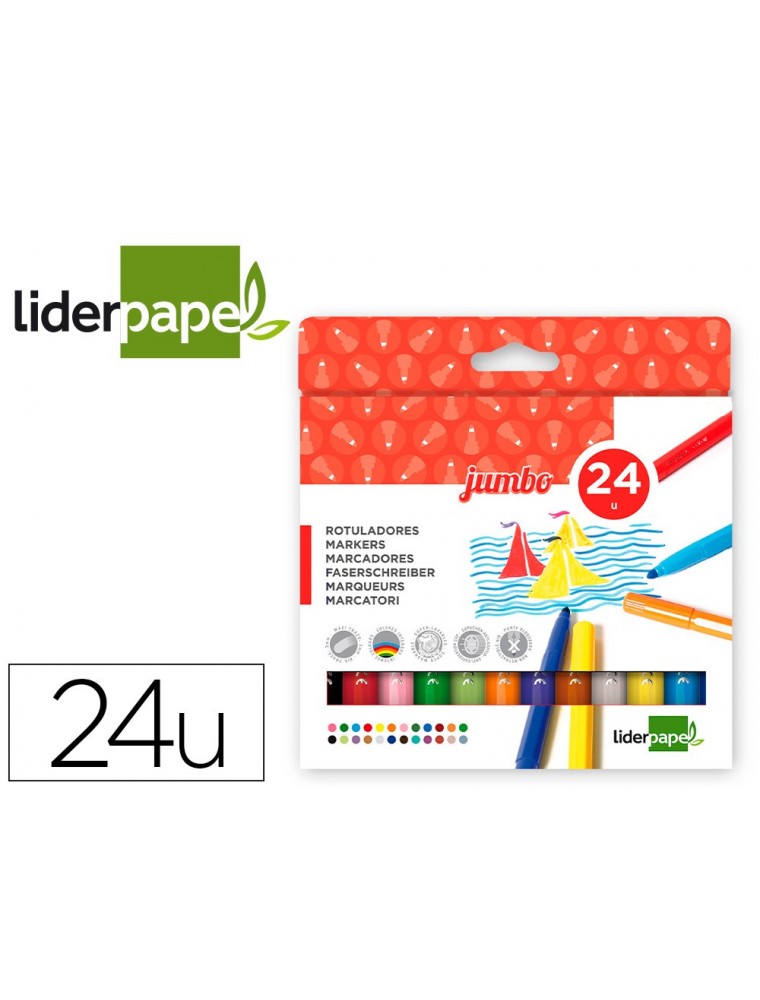 Rotulador liderpapel jumbo caja de 24 unidades colores surtidos