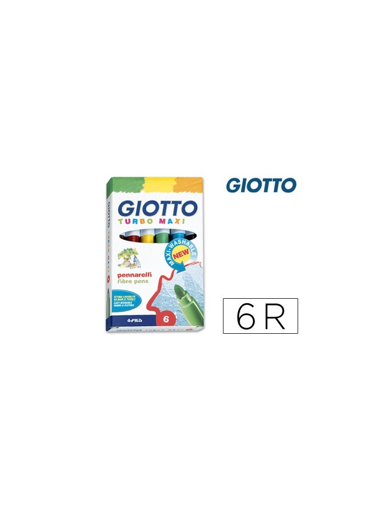 Rotulador giotto turbo maxi caja de 6 colores lavables con punta bloqueada